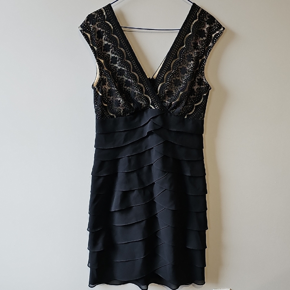 Jessica Size 10 Black and Gold Lace Mini Dress - Picture 2 of 7